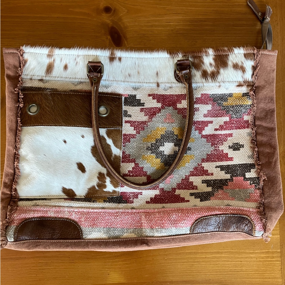 Myra Bag Weekend Tote - Cowhide & Aztec Print